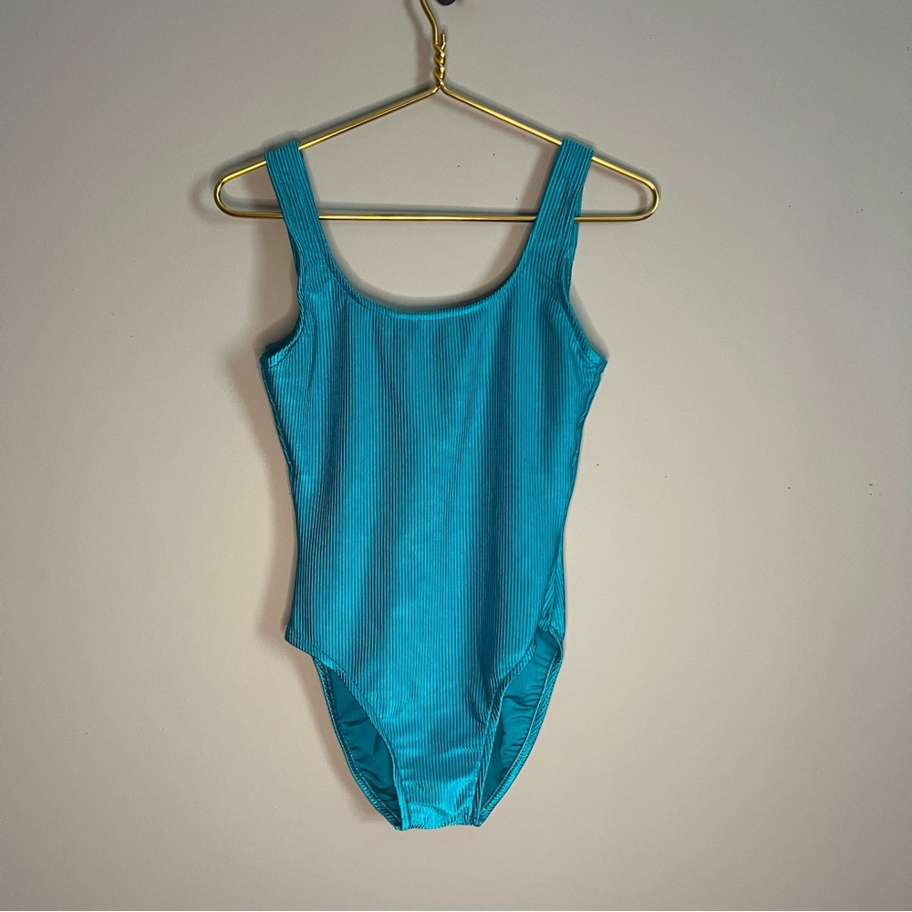 Vintage white stag metallic stripe one‎ piece swimsuit